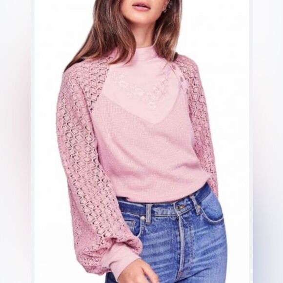 Free People Tops - Free People Sweetest Thing Thermal Top Rose (Small)